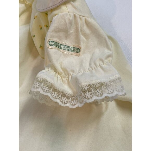 Vintage Cabbage Patch Kids Doll Dress 80's Yellow Lace Trim Ditzy Floral Coleco - Picture 4 of 8